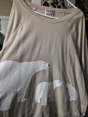 Wildfox Coca-Cola Beige Sweatshirt with White Polar Bear Graphic